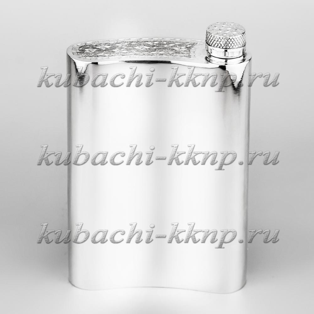 Серебряная фляга с кубачинским орнаментом 260 мл, фл085 фото 2