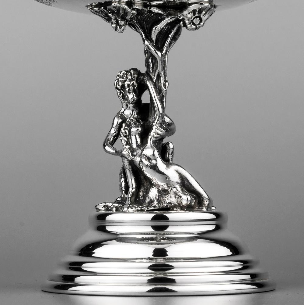 Серебряная конфетница на уникальной ножке «Волна», кф056 фото 2