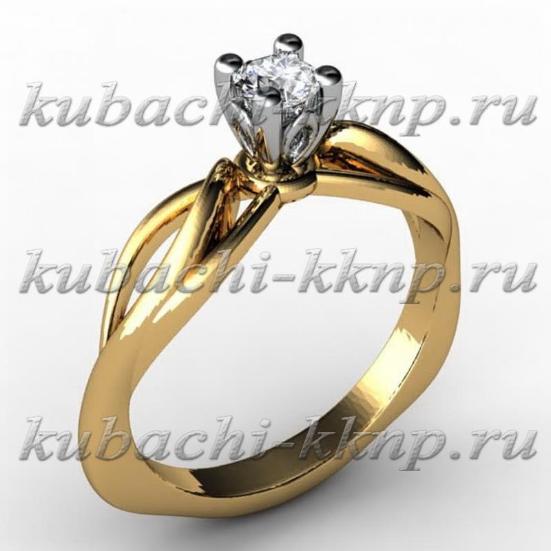 Кольцо из золота с одним фианитом, Yuv - 549 фото 1