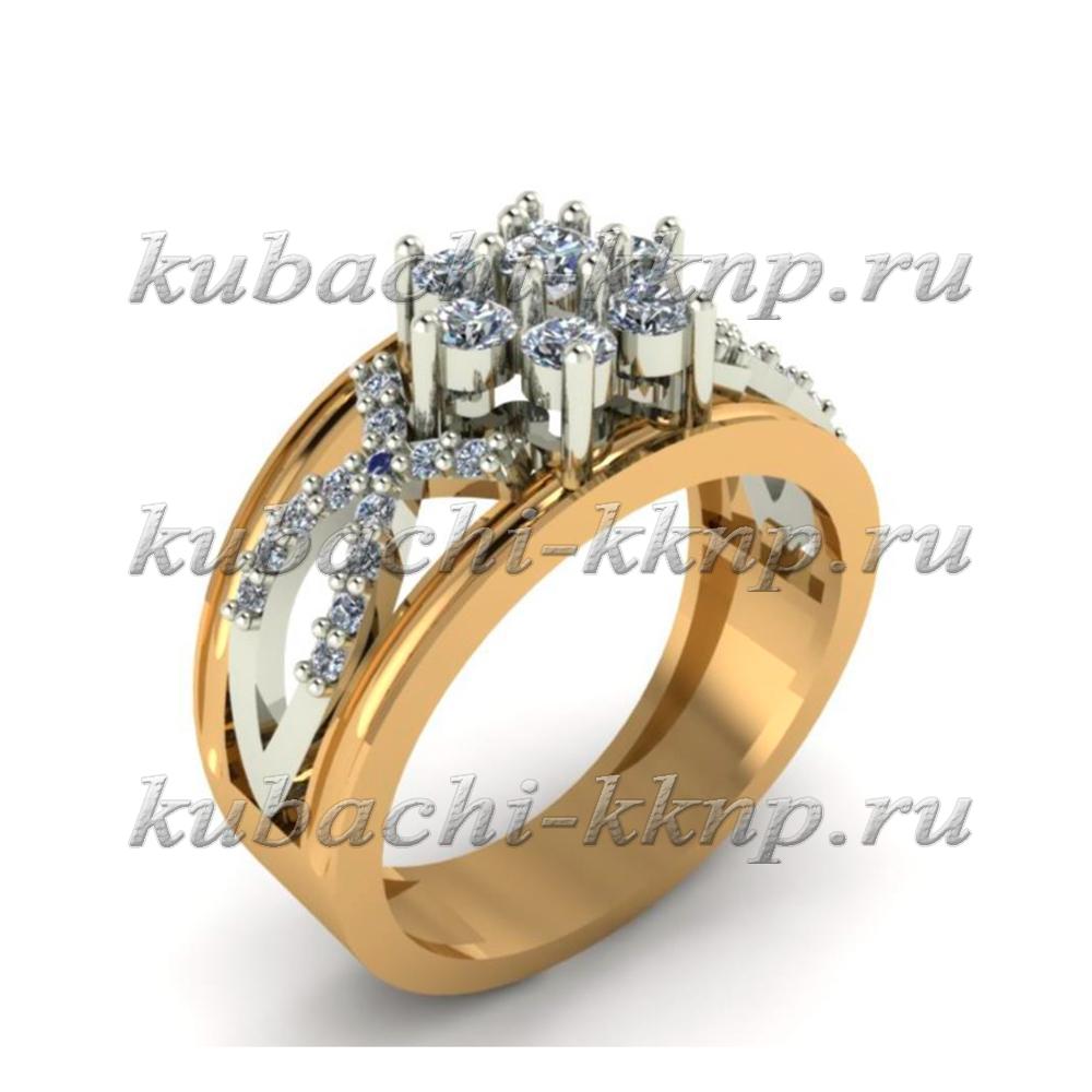 Фантазийное кольцо из золота с фианитами, 10009r фото 1
