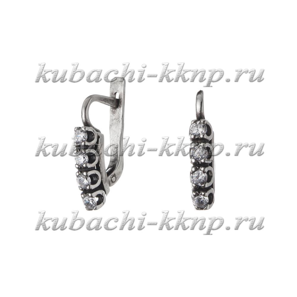 Серебряные серьги с фианитами Дорожка, Ag-с66 фото 1