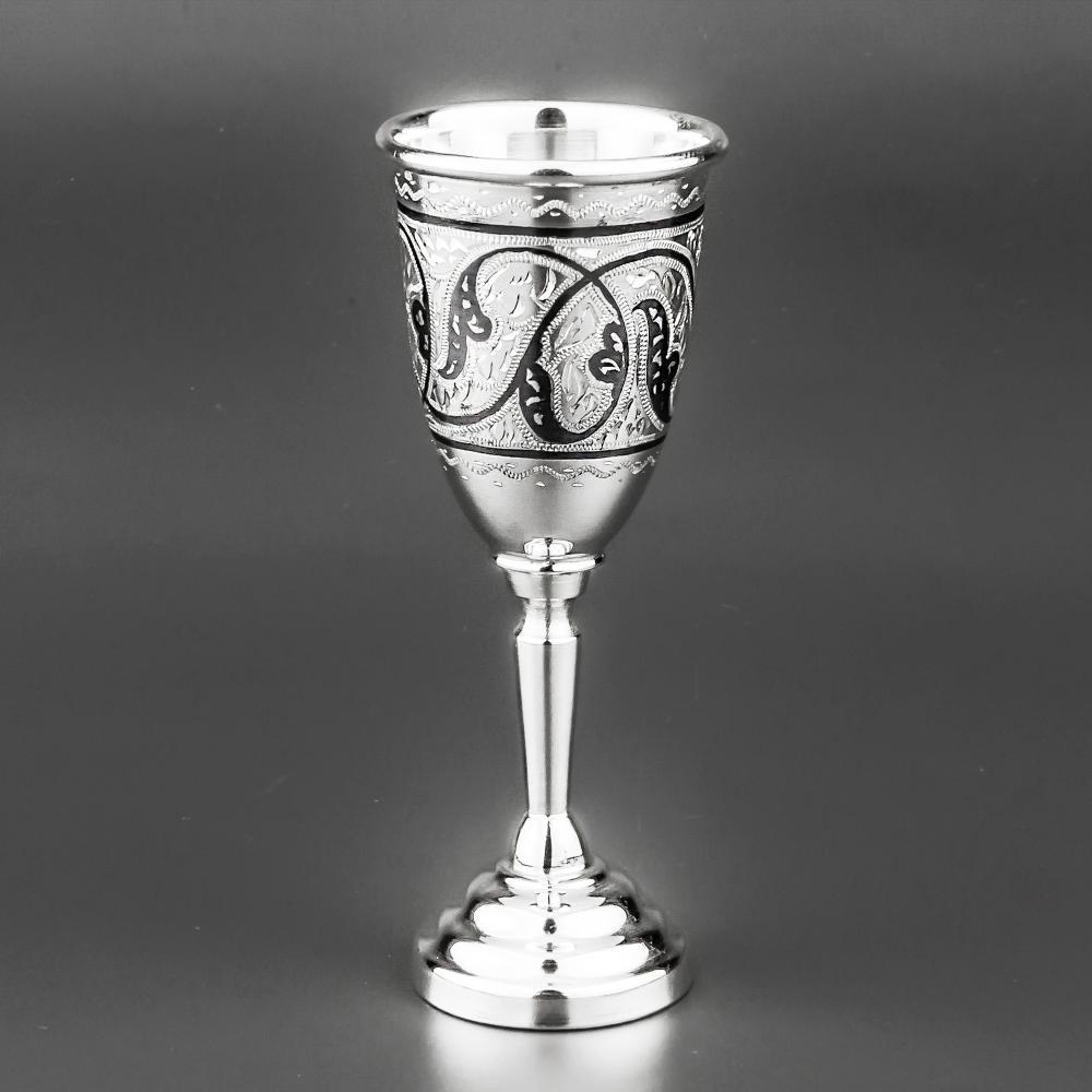 Рюмка классическая «Кубачи» из серебра с орнаментом, рмк0002 фото 1