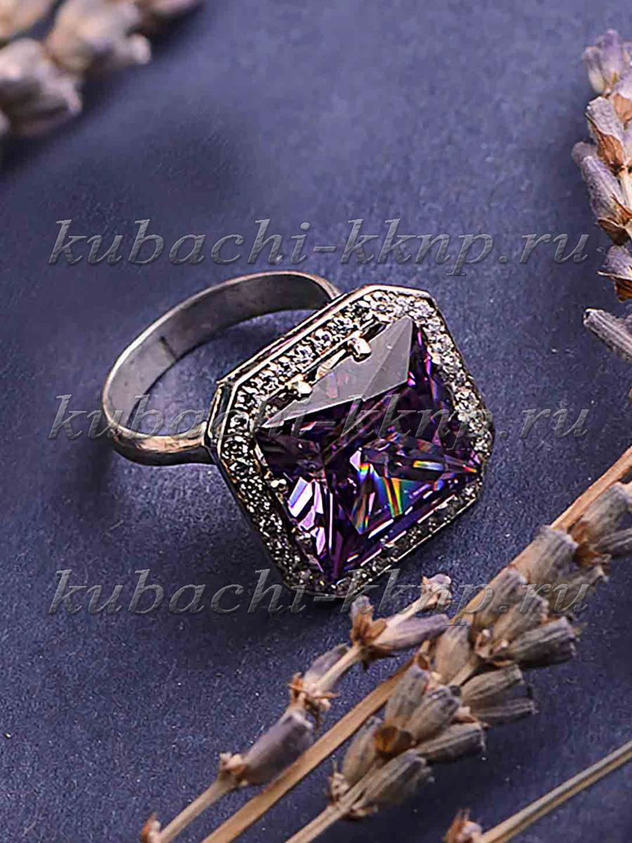 Серебряное кольцо с искусственным аметистом Цирон, Ag-к52 фото 1