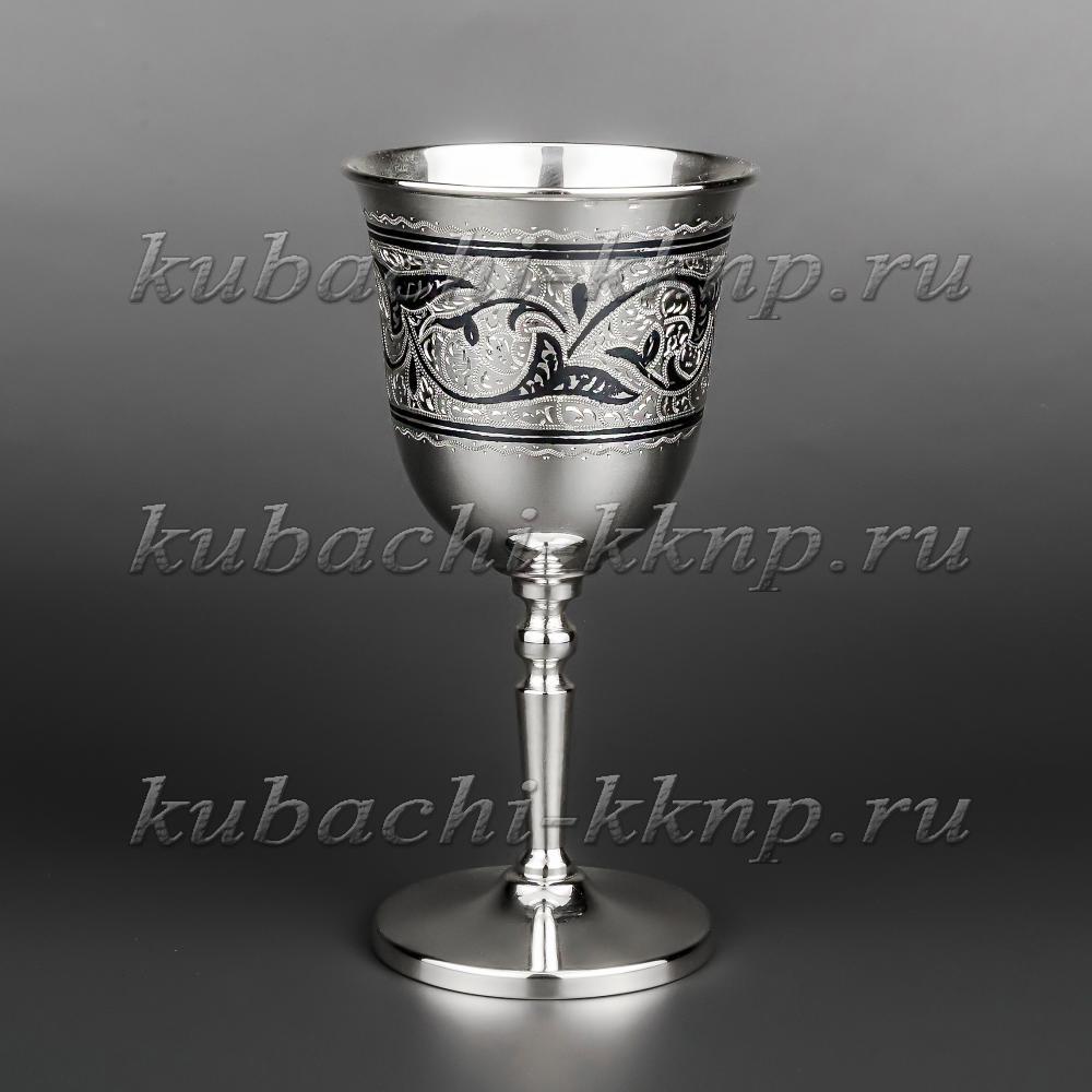 Небольшой серебряный бокал для вина на ножке, бк017 фото 1