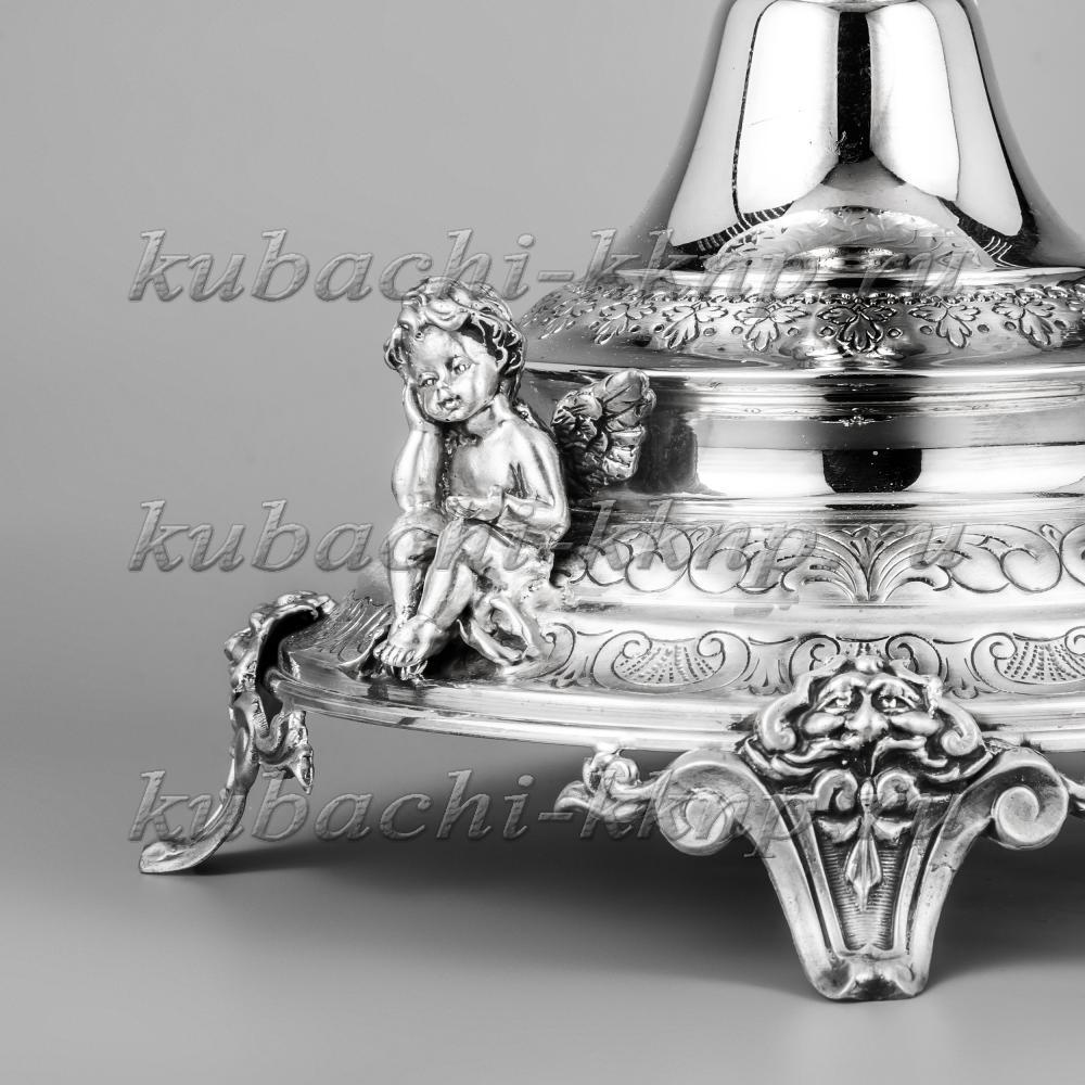 Серебряная ваза с хрустальной чашей, вз021 фото 3