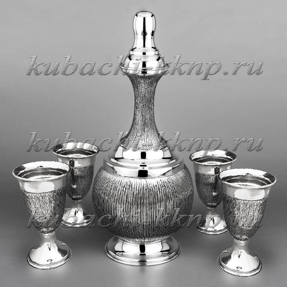 Набор на четверых для водки или коньяка из серебра Антик, вс060 фото 2