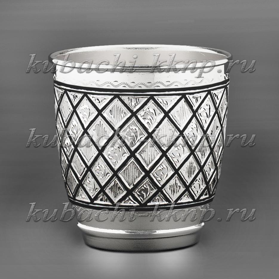 Серебряный стакан с строгим орнаментом, 200 мл, ст011 фото 1