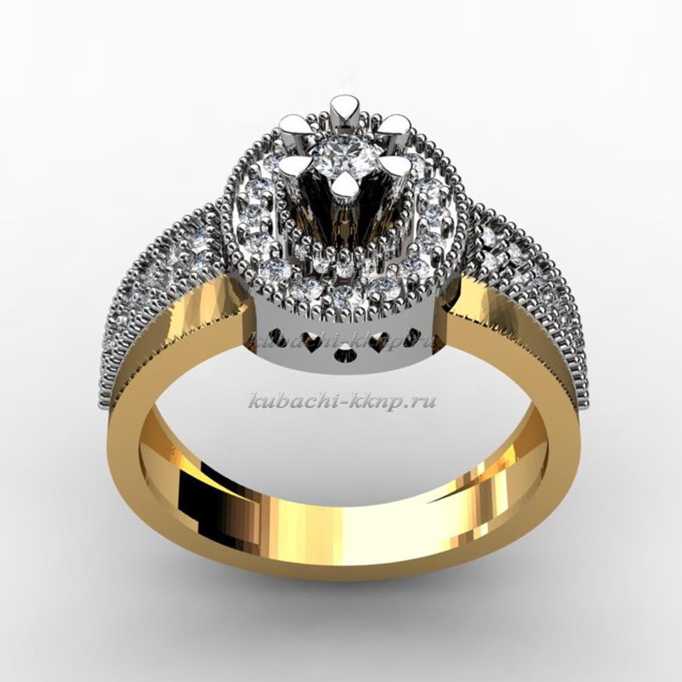 Золотое кольцо с фианитами Астра, 00048-1r фото 1