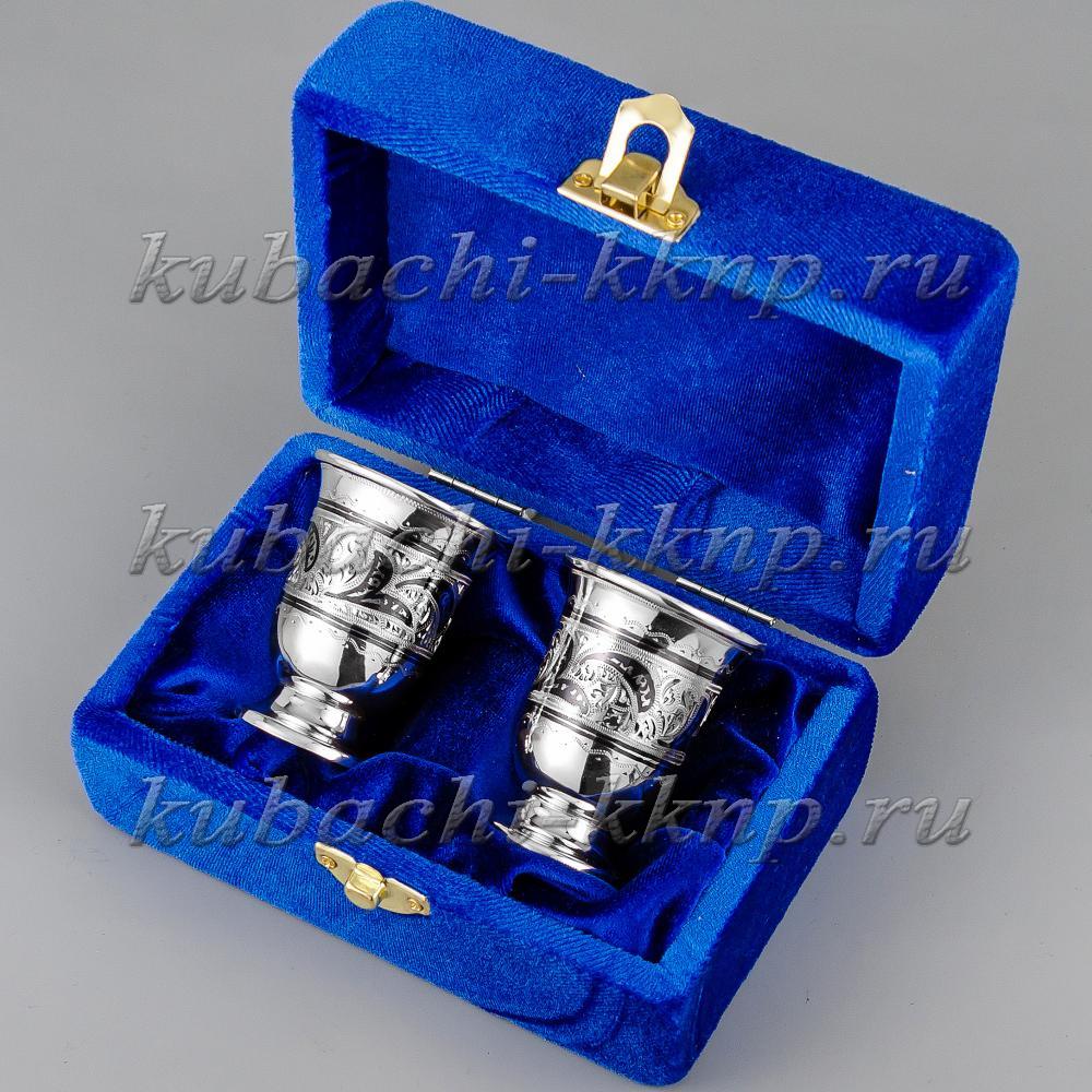 Набор серебряных стопок с кубачинским орнаментом «Двойка», 37 мл, стп0006-2 фото 2
