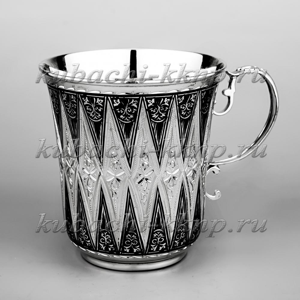 Серебряная кружка с геометрическим орнаментом, кр100 фото 1