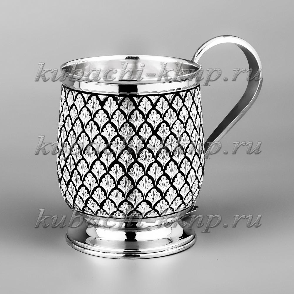 Серебряная кружка для воды Лист, кр074 фото 1