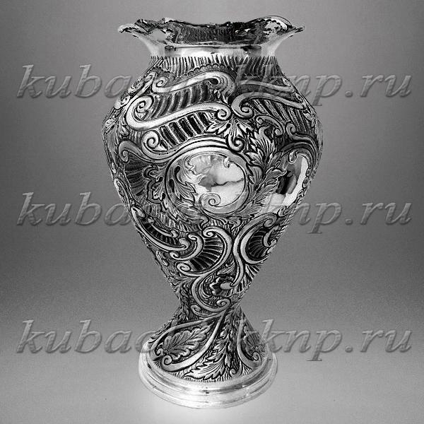 Большая серебряная ваза для цветов Осень, вз017 фото 1