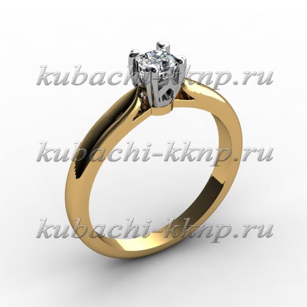 Обручальное золотое кольцо с фианитом, Yuv - 698 фото 1