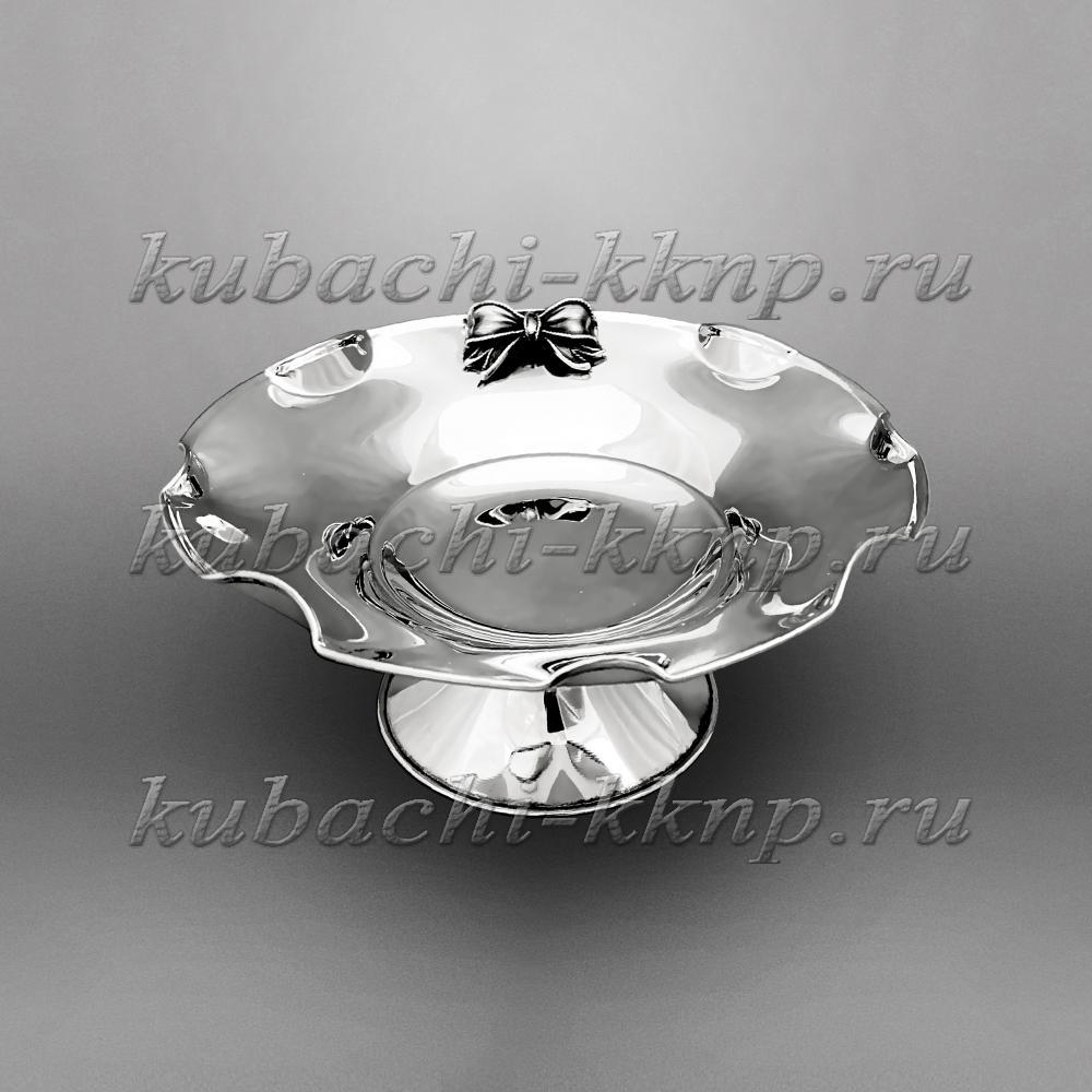Оригинальная серебряная конфетница Бантик, КФ218ср фото 1