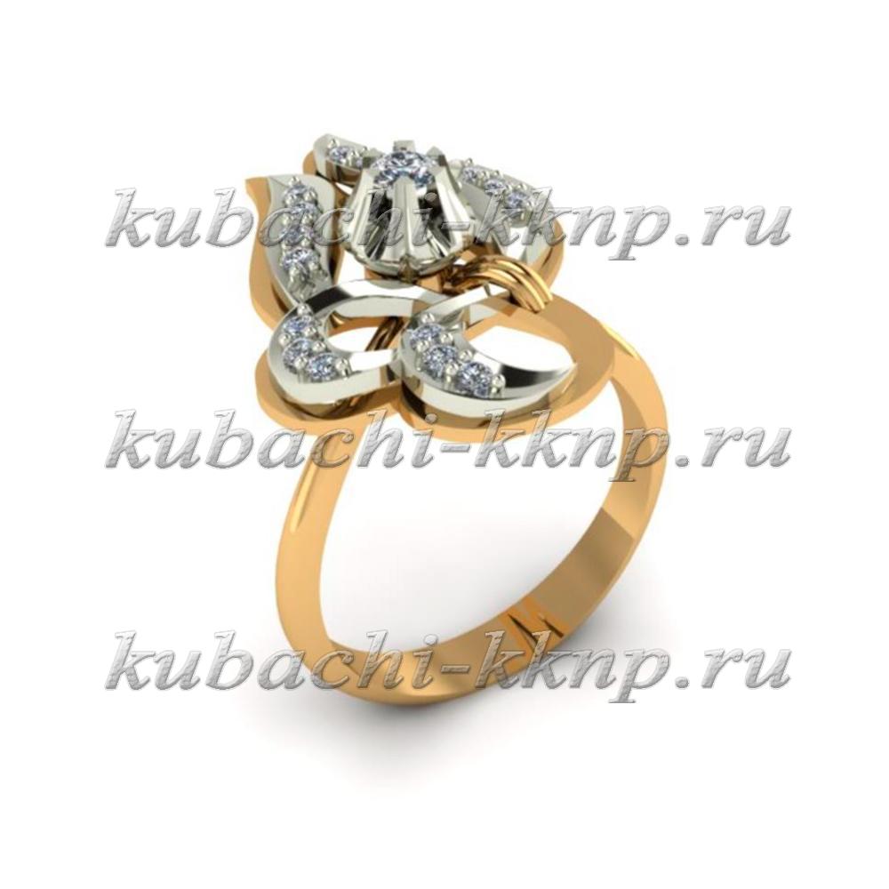 Кольцо из золота с фианитами Строгое, 00083r фото 1