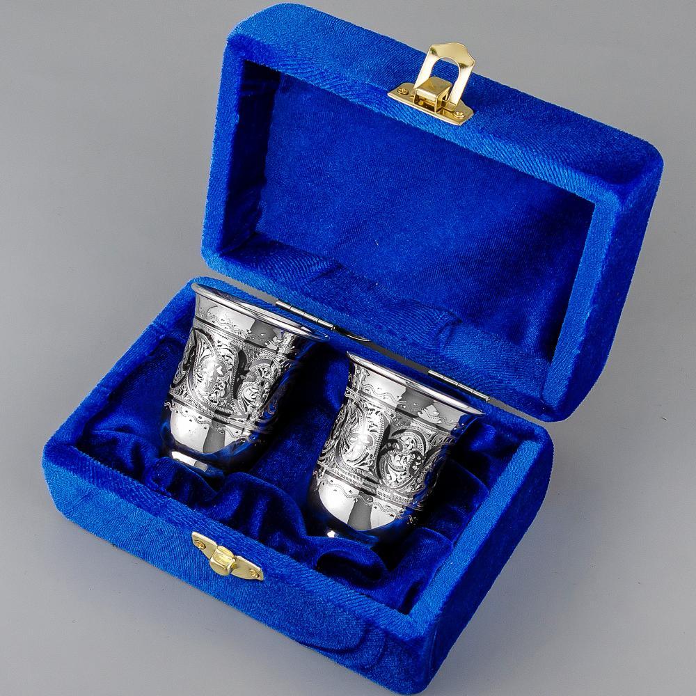 Набор серебряных стопок ручной работы «Двойка», 56 мл, нс013 фото 2