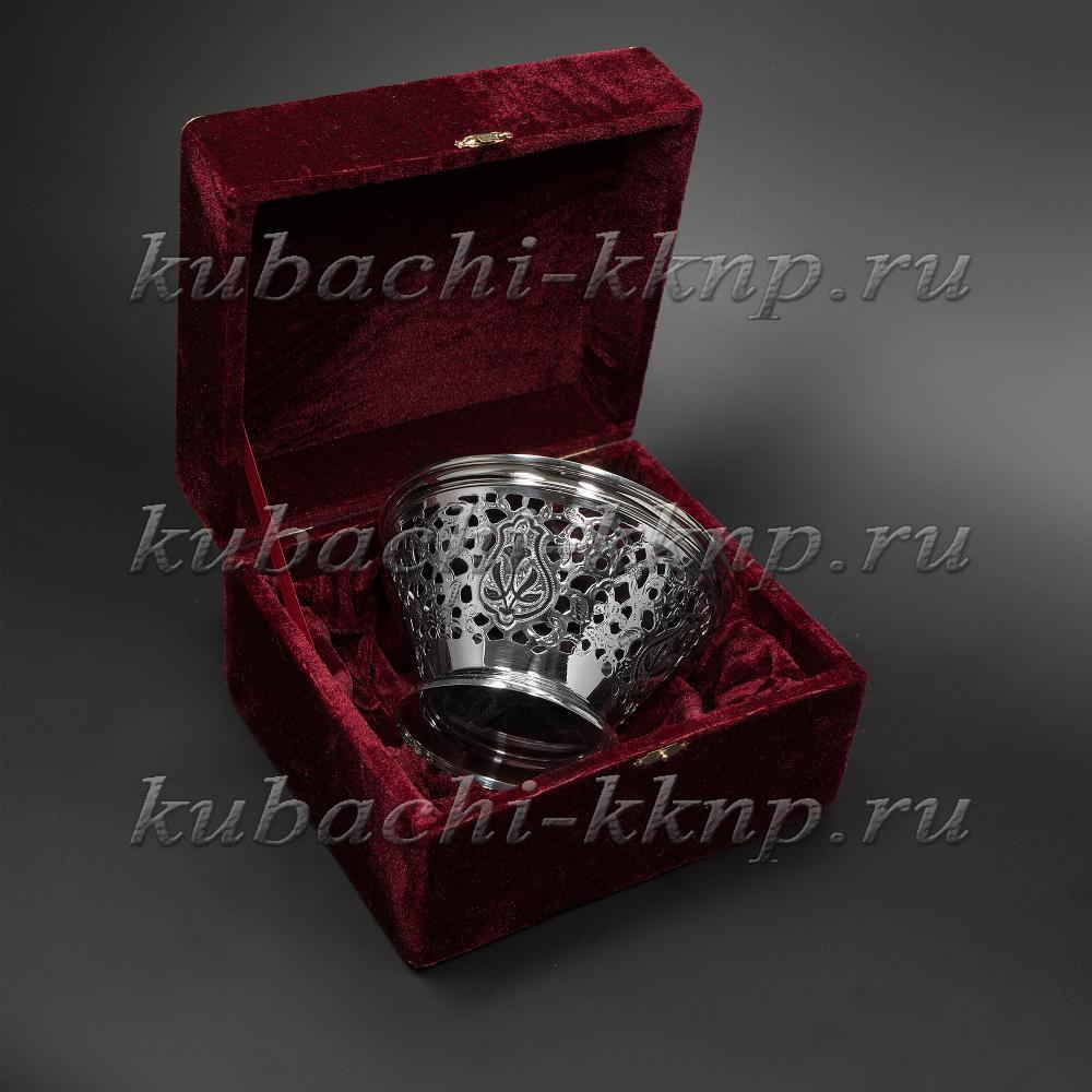 Оригинальная серебряная конфетница Кубачинская, кф00052 фото 2