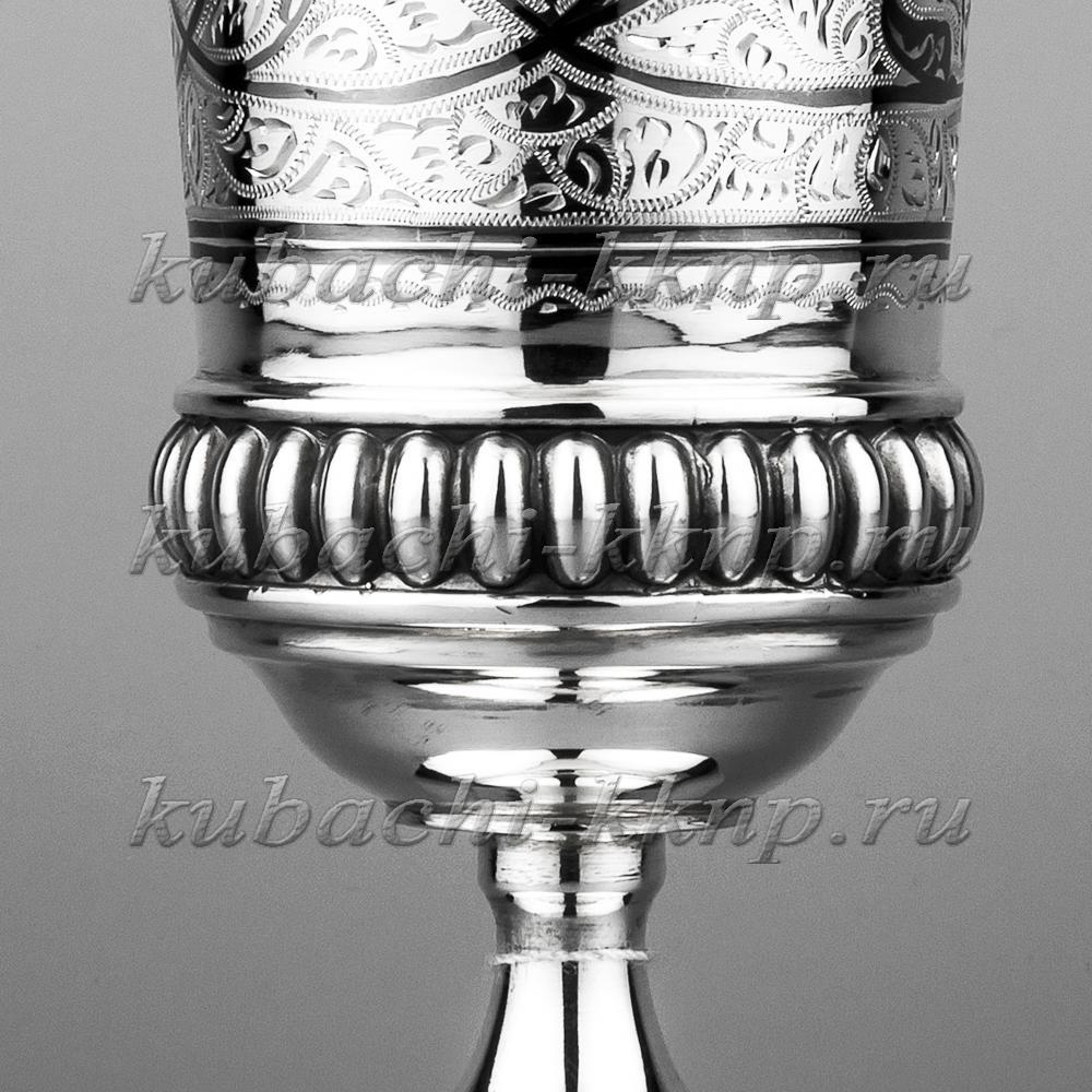 Серебряный стакан на ножке с орнаментом, 210мл, ст19 фото 2