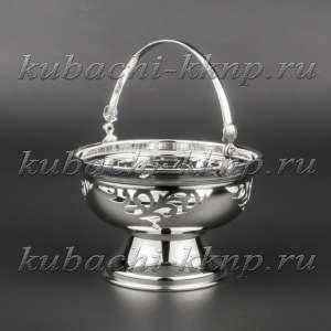 Серебряная корзинка «Резная» малая - кф080
