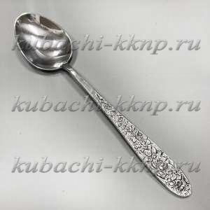 Серебряная ложка с цветочным оорнаментом - Л00083