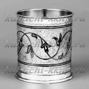 Серебряный стакан для виски или для воды с изящным орнаментом 145, 230 мл - ст031