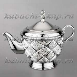 Большой серебряный чайник для заварки чая - чн048Б
