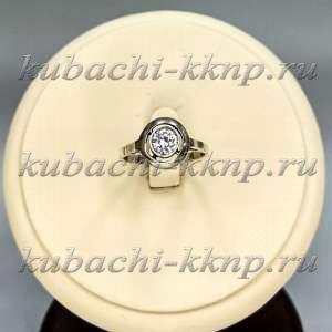Нежное круглое кольцо Высота с одиночным фианитом - к902