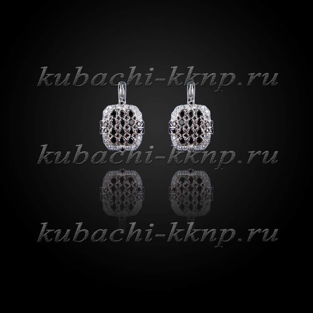 Серебряные женские серьги кубачи с фианитами , с806 фото 1