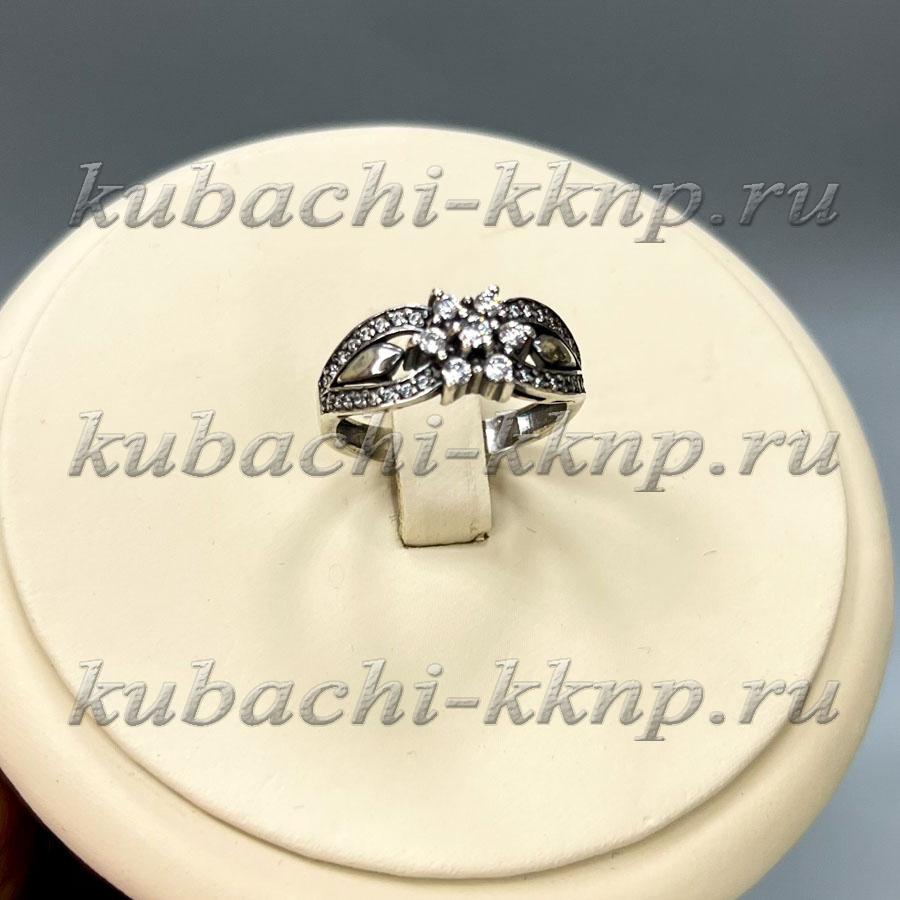 Серебряное кольцо с фианитами Бархан, к913 фото 1
