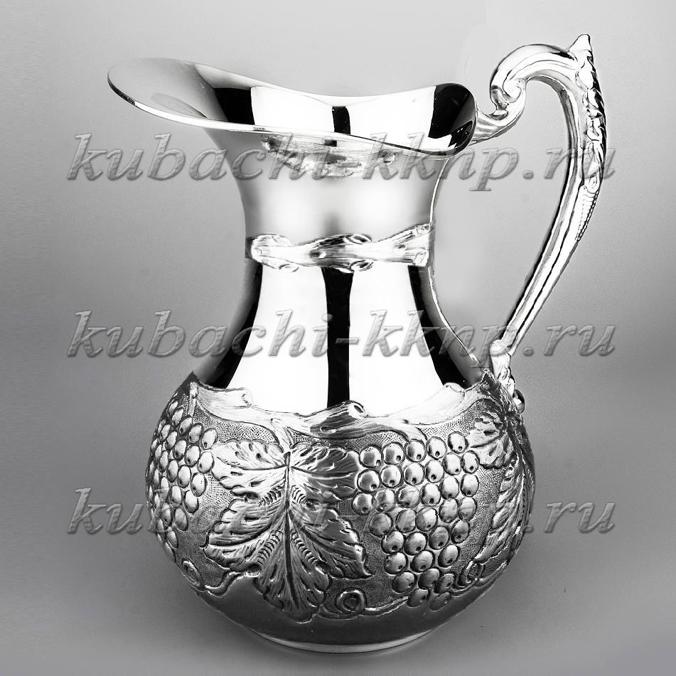Кувшин из серебра 925 пробы Виноград, кв05 фото 2