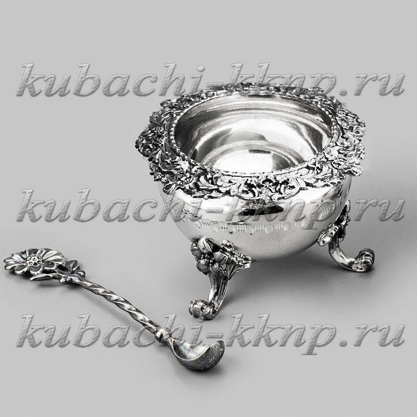 Серебряная солонка с ложкой Винтаж, С079 фото 3