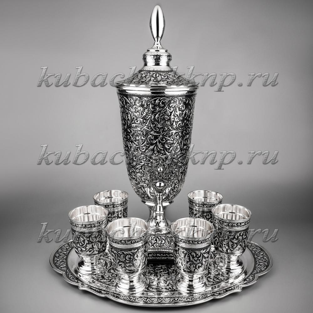 Серебряный набор для воды, сока или вина со стаканами Краса, вн01 фото 1