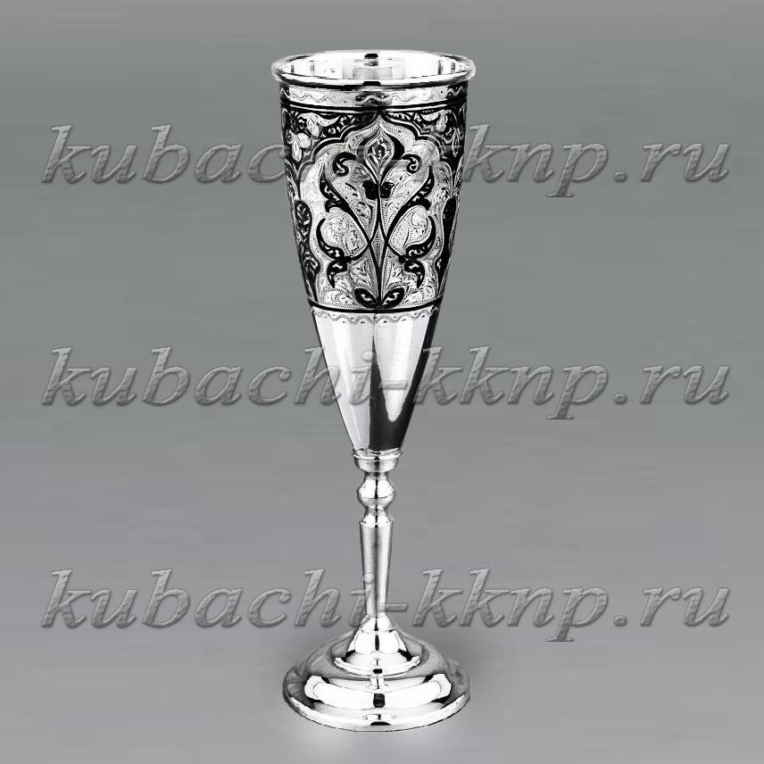 Серебряный фужер для вина и шампанского, ф0030 фото 1