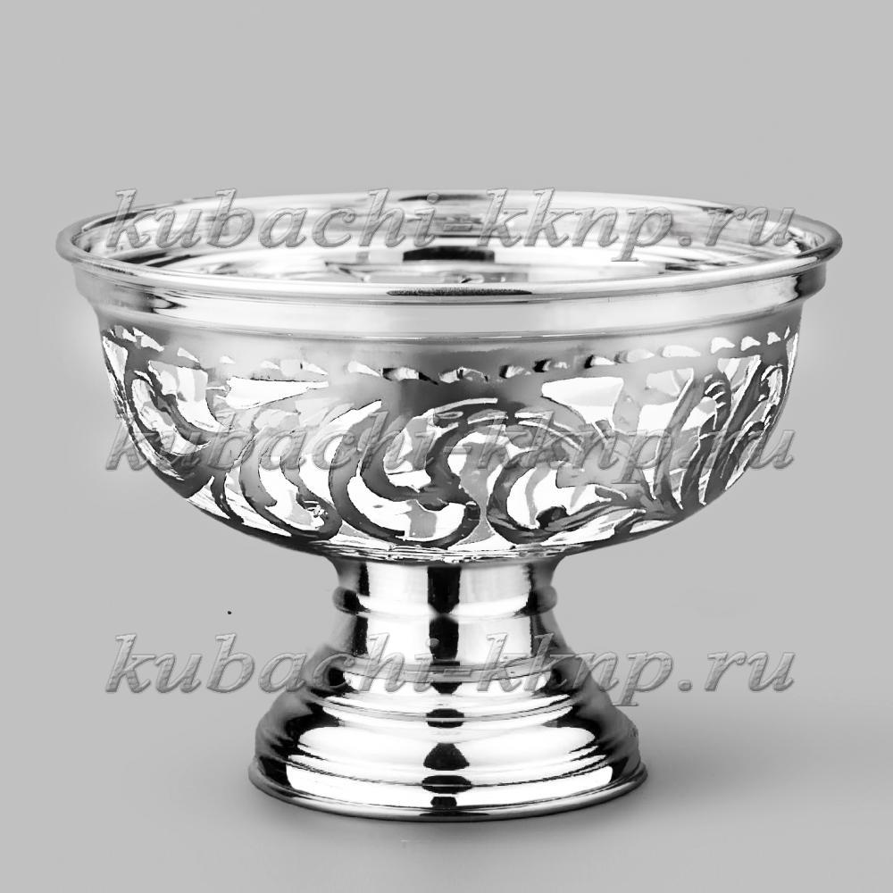 Большая серебряная резная конфетница Нежность, КФ231 фото 1