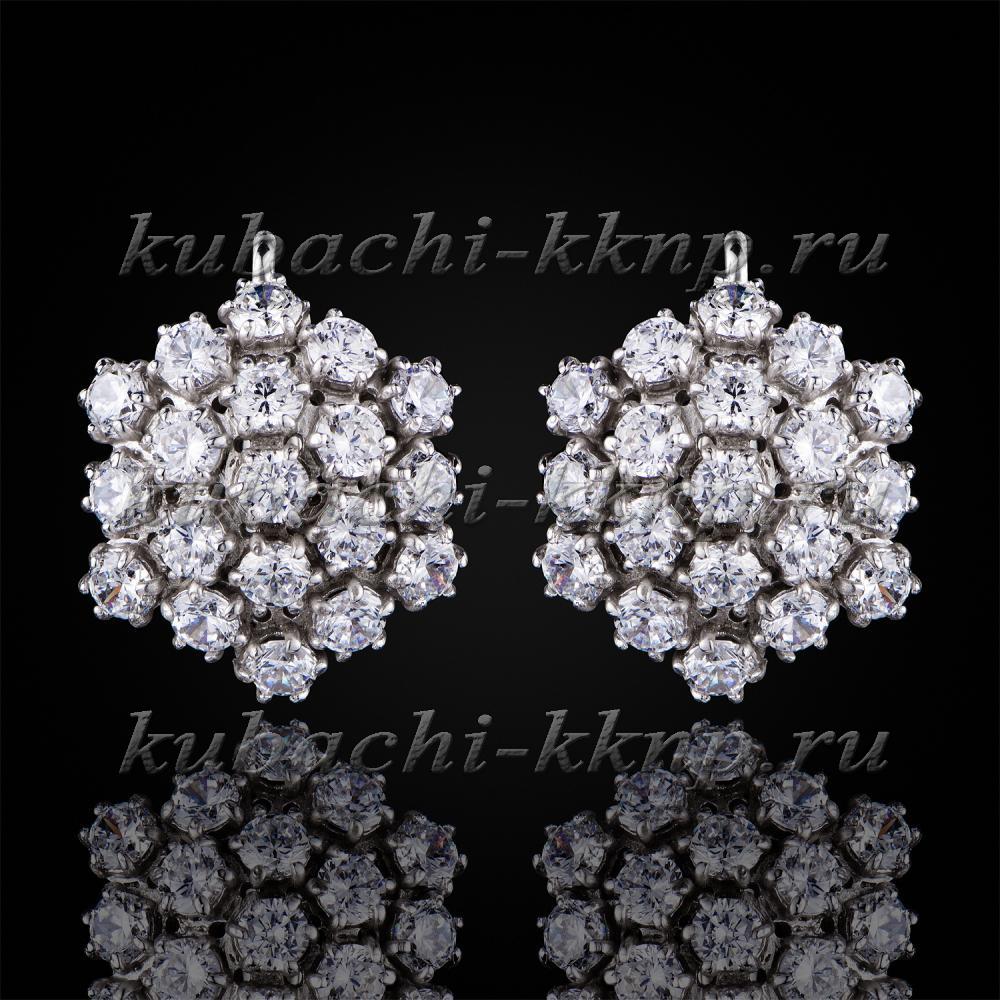 Серьги из серебра с крупными фианитами Гроздья, Ag-с14 фото 1