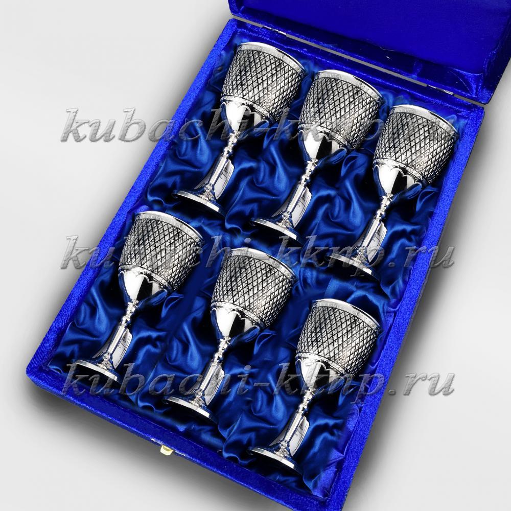 Набор из шести серебряных фужеров Чешуя, ф129-6 фото 1