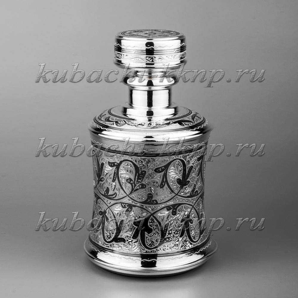 Штоф из серебра для виски с орнаментом, 820 мл, гр006 фото 1