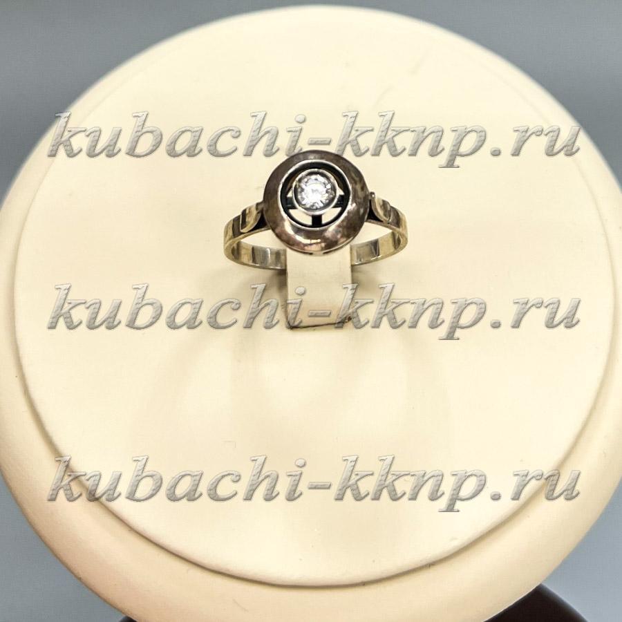 Круглое нежное кольцо Глаз с фианитом, Ag-к33 фото 1