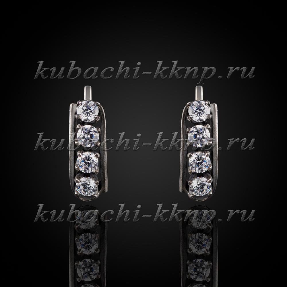 Серебряные серьги с белыми фианитами «Малая дорожка», Ag-с35 фото 1