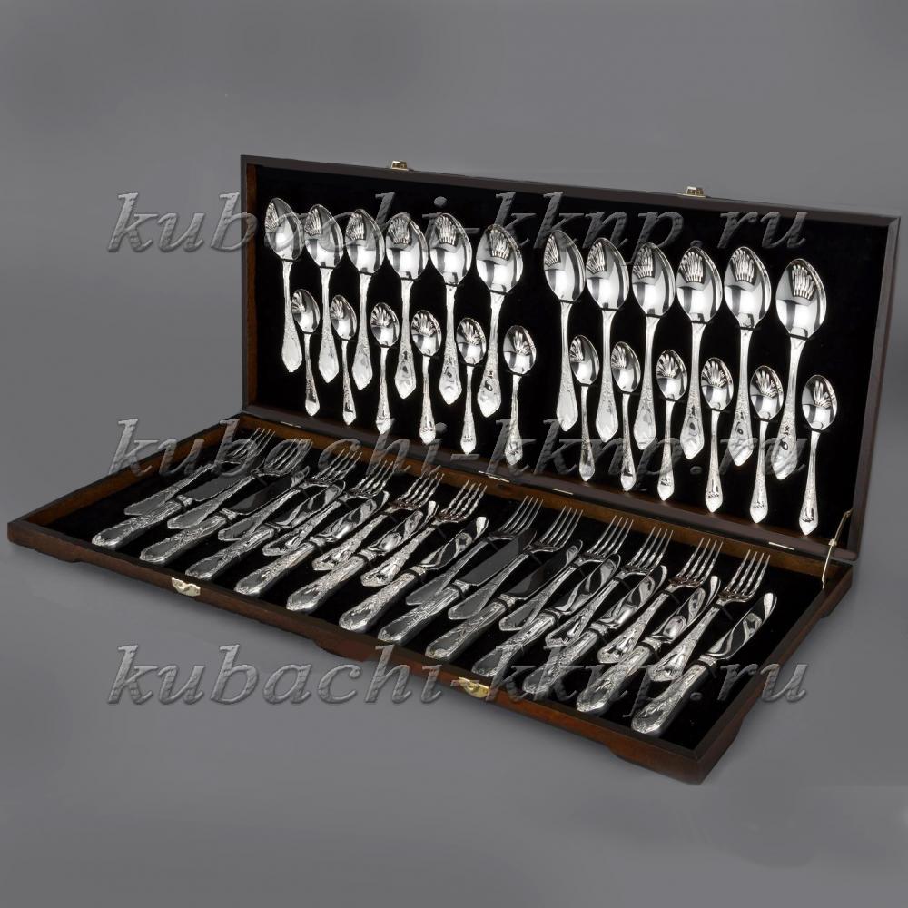 Десертный серебряный набор на двенадцать персон из серебра 925 пробы, sn021 фото 1