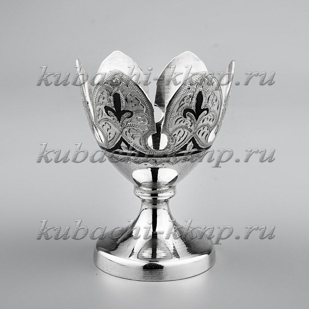 Серебряная пашотница (Подставка под яйцо) на низкой ножке, ПШ029 фото 1