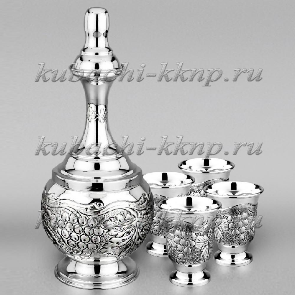 Серебряный набор для водки или коньяка Виноград, вс04 фото 2