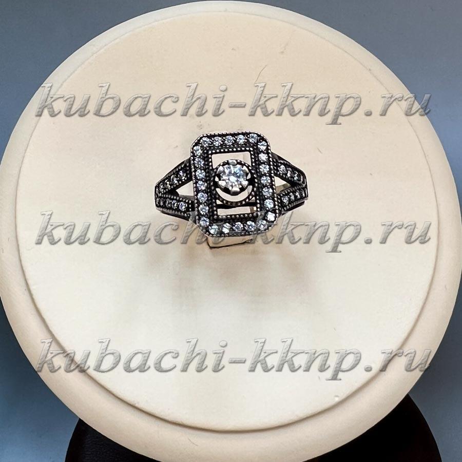 Геометрическое женское кольцо Выдумка с фианитами из серебра 925 пробы, Ag-к86 фото 1