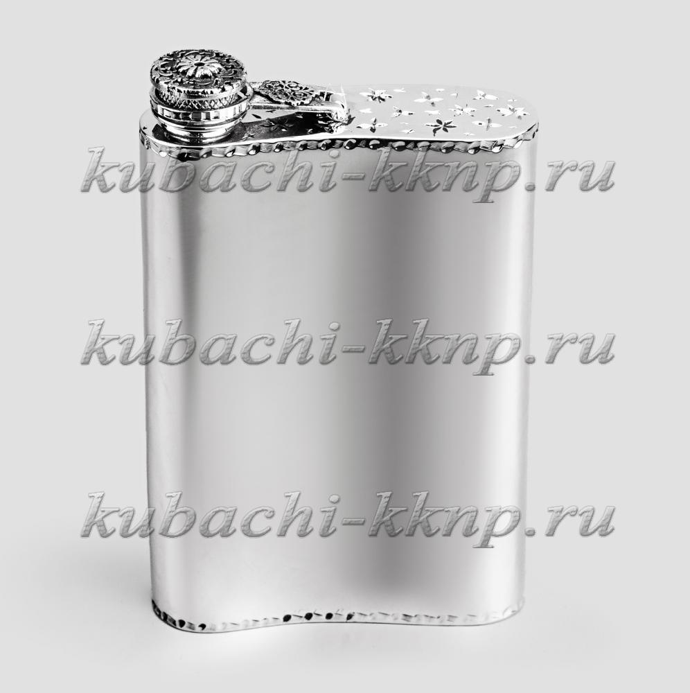 Фляжка серебряная с откидной крышкой Симфония, ФЛ152 фото 2
