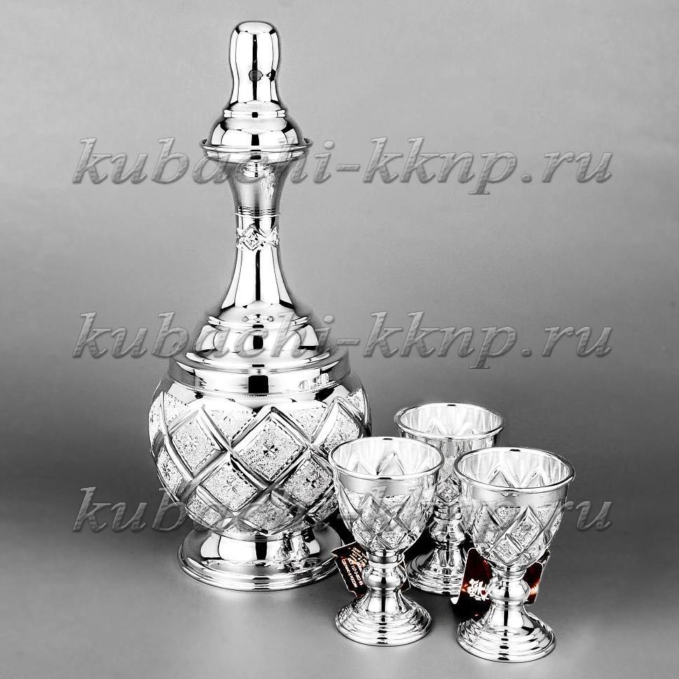 Серебряный водочный набор на троих Космос, вс063 фото 3