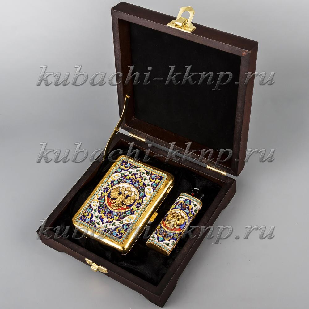 Серебряный портсигар  с зажигалкой
