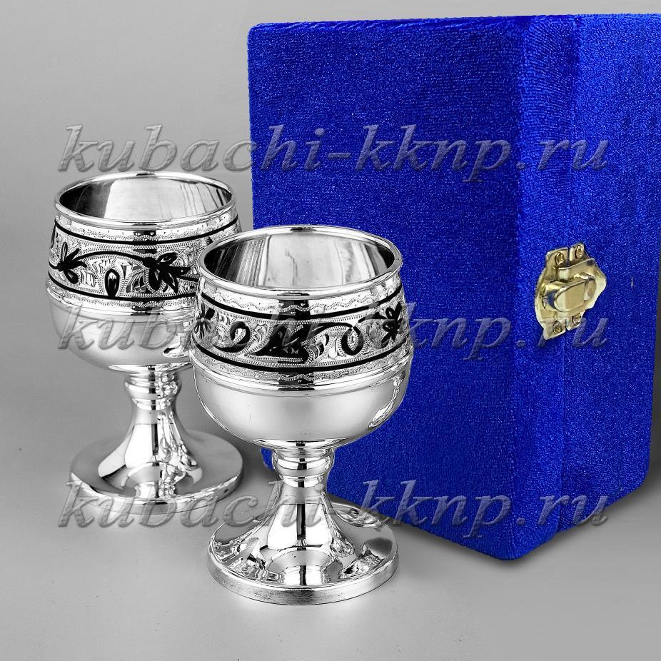 Набор из двух серебряных рюмок - боченков, р00035-2 фото 1