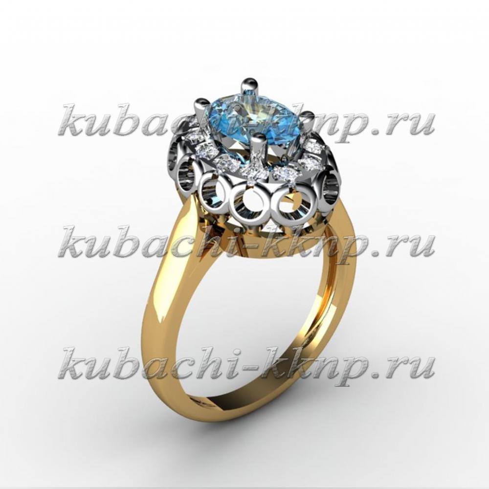 Овальное кольцо из золота с камнем под топаз, 00046-5r фото 1
