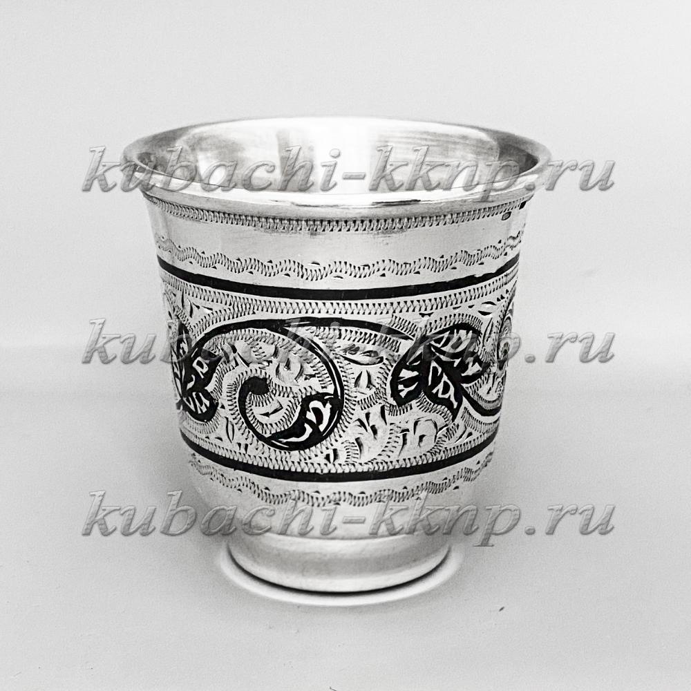Серебряная стопка с рисунком кубачи, СТП073 фото 1