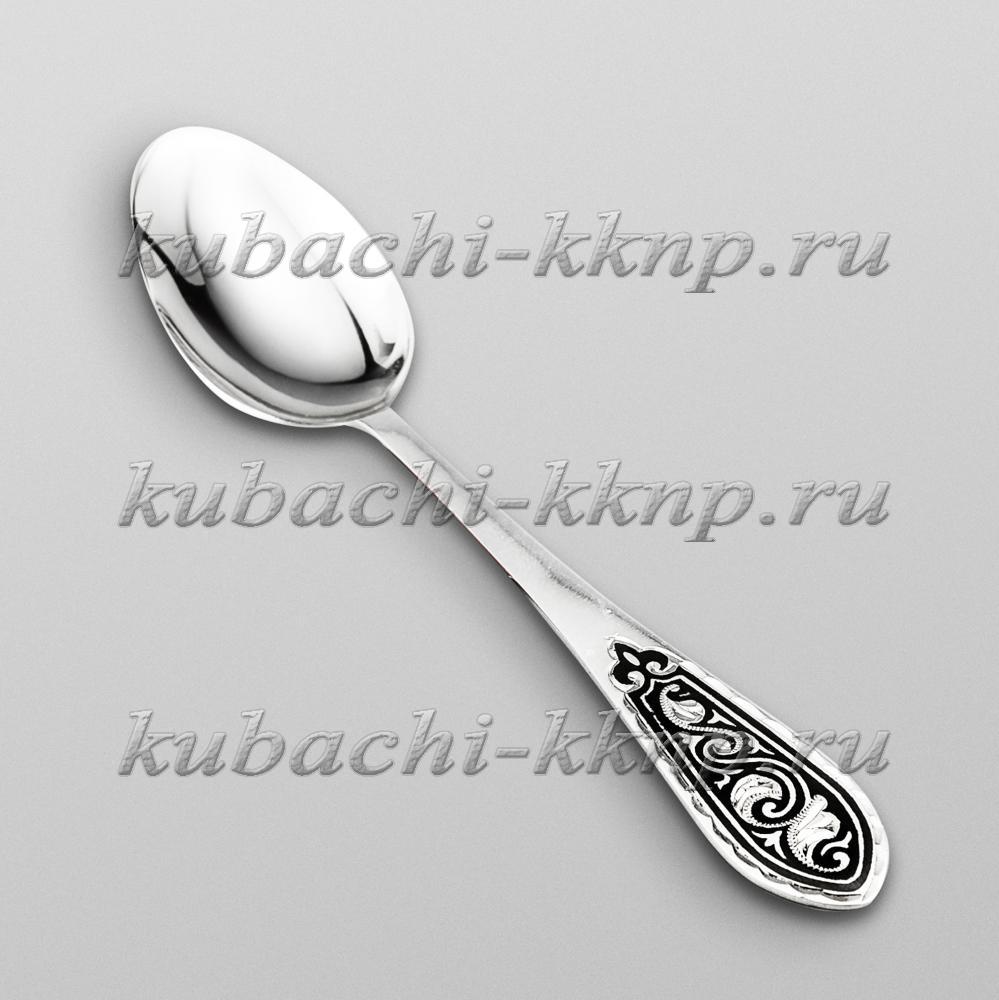 Чайная ложка с черненым рисунком, л00049 фото 1